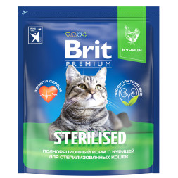 Brit Premium Cat Sterilised сухой корм для взрослых стерилизованных кошек с курицей - 2 кг