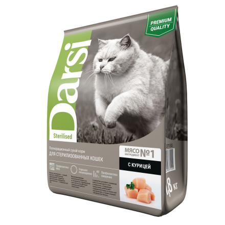 Darsi Sterilised сухой корм для стерилизованных кошек с курицей - 1,8 кг