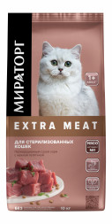 Мираторг Extra Meat сухой корм для взрослых стерилизованных кошек, с нежной телятиной - 10 кг