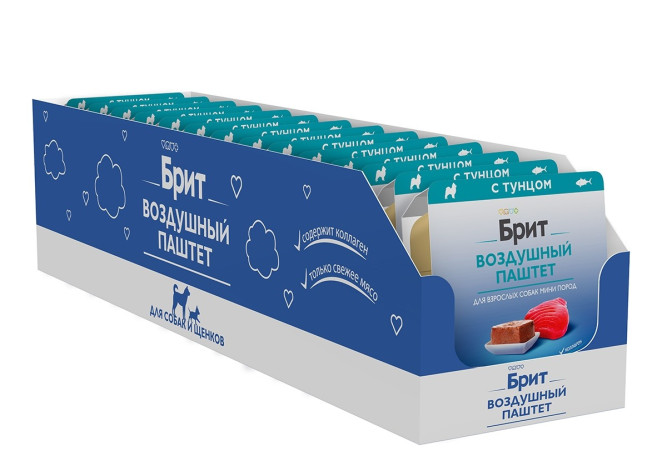 Брит воздушный паштет для взрослых собак мелких пород, с  тунцом - 100 г х 14 шт
