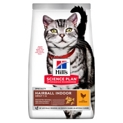 Сухой корм Hills Science Plan Hairball Indoor для выведения шерсти из желудка у домашних кошек, с курицей - 1,5 кг