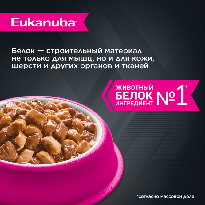 Влажный корм Eukanuba Adult Dog для собак с курицей в соусе в паучах - 100 г х 24 шт