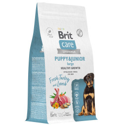 Brit Care Dog Puppy&amp;Junior L Healthy Growth сухой корм для щенков крупных пород, с индейкой и ягненком - 1,5 кг