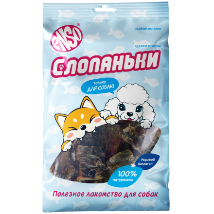 ENSO Слопаньки лакомство для собак хрустящие кубики из кожи лосося, размер M - 40 г