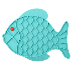 Mr.Kranch лизательный коврик Рыбка для медленного поедания, силиконовый, 24,5х19 см, голубой