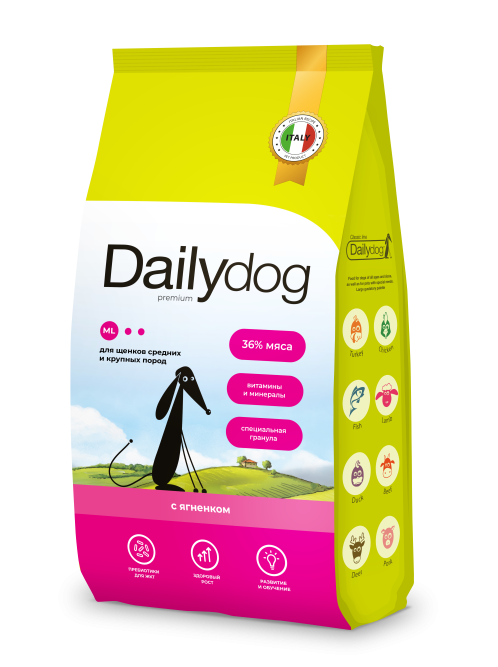 Dailydog Classic Line сухой корм для щенков средних и крупных пород, с ягненком - 3 кг