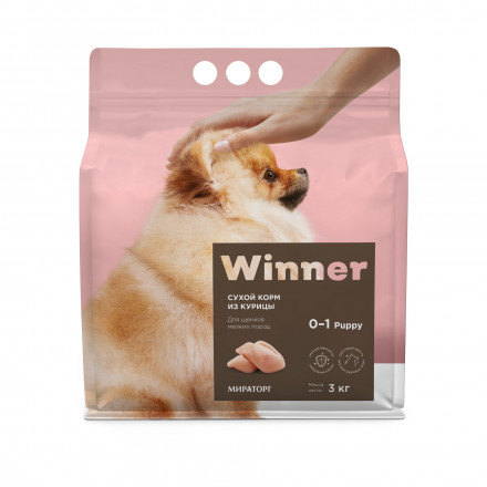 Winner сухой корм для щенков мелких пород с курицей - 3 кг