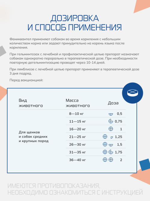 Фениквантел 100 мг антигельминтный препарат для собак - 5 таблеток