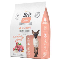 Brit Care Cat Sensitive Healthy Digestion сухой корм для взрослых кошек с чувствительным пищеварением, с индейкой и ягненком - 7 кг