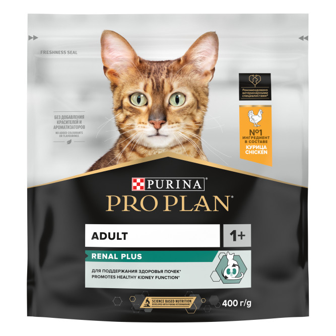 Pro Plan Adult Renal Plus сухой корм для взрослых кошек для поддержания здоровья почек, с курицей - 400 г