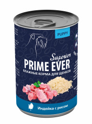 Prime Ever влажный корм для щенков индейка с рисом, в консервах - 400 г х 12 шт