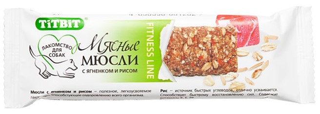TiTBiT лакомство для собак мюсли Fitness с с ягненком и рисом - 40 г