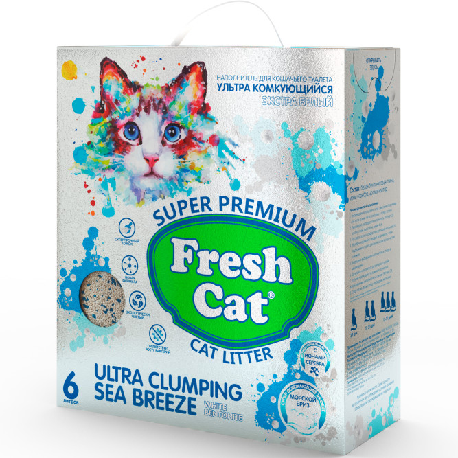 Fresh Cat комкующийся бентонитовый наполнитель с ароматом "Морской бриз" - 6 л (5,16 кг)
