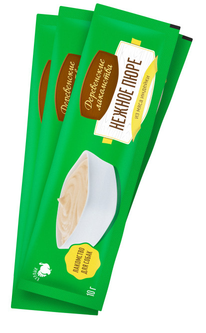 Деревенские лакомства Нежное пюре для собак из мяса индейки - 10 г х 4 шт