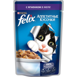 Паучи Felix Аппетитные кусочки для кошек с ягненком в желе - 85 г