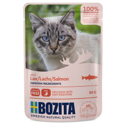 Bozita Pouch Salmon влажный корм для взрослых кошек с кусочками в соусе с лососем - 85 г