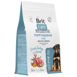 Brit Care Dog Puppy&amp;Junior L Healthy Growth сухой корм для щенков крупных пород, с индейкой и ягненком - 3 кг