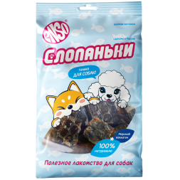 ENSO Слопаньки лакомство для собак хрустящие кубики из кожи лосося, размер L - 40 г
