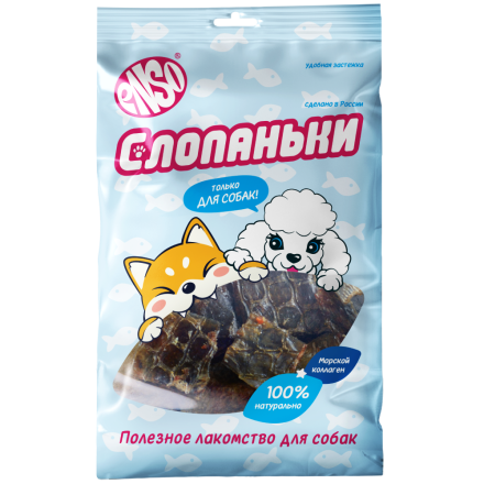 ENSO Слопаньки лакомство для собак хрустящие кубики из кожи лосося, размер L - 40 г