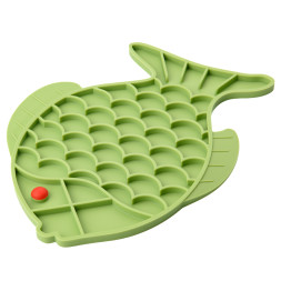 Mr.Kranch лизательный коврик Рыбка для медленного поедания, силиконовый, 24,5х19 см зеленый