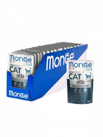 Monge Cat Grill влажный корм для стерилизованных кошек с итальянской форелью в паучах 85 г (28 шт в уп)