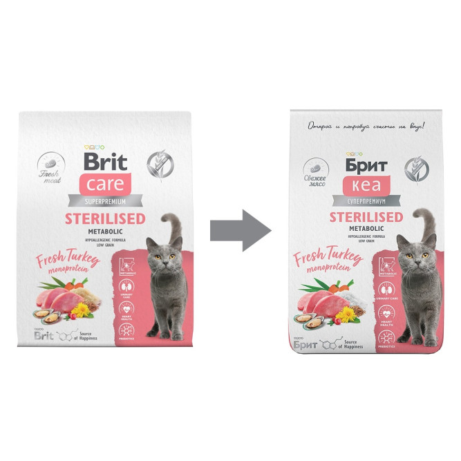 Брит Кеа Cat Sterilised Metabolic Monoprotein сухой корм для стерилизованных кошек, с индейкой - 7 кг