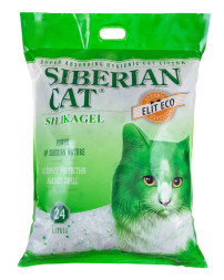 Сибирская Кошка Элита ЭКО впитывающий силикагелевый наполнитель для привередливых кошек, зеленые гранулы - 24 л