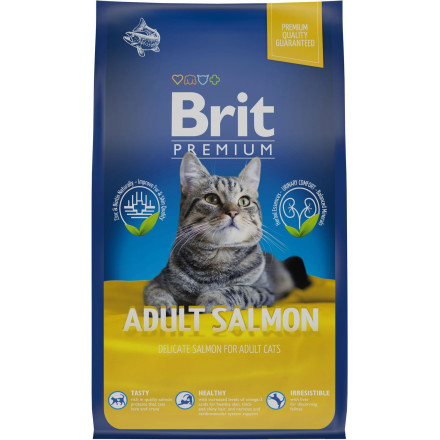 Brit Premium Cat Adult сухой корм для взрослых кошек с лососем - 800 г