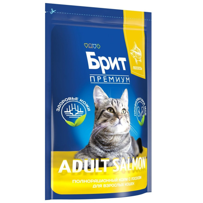 Брит Премиум Cat Adult сухой корм для взрослых кошек с лососем - 800 г