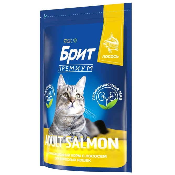 Брит Премиум Cat Adult сухой корм для взрослых кошек с лососем - 800 г