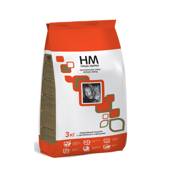 Наша Марка сухой корм для взрослых собак мелких пород с цыпленком и овощами - 3 кг