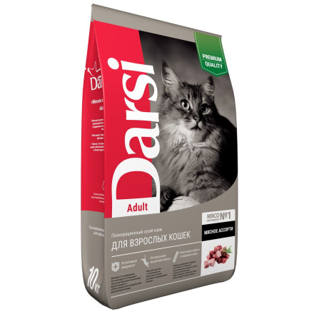 Darsi Adult сухой корм для взрослых кошек ассорти мясное - 10 кг