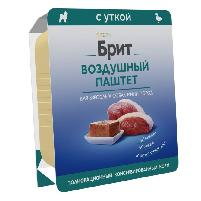 Брит воздушный паштет для взрослых собак мелких пород, с  уткой - 100 г х 14 шт
