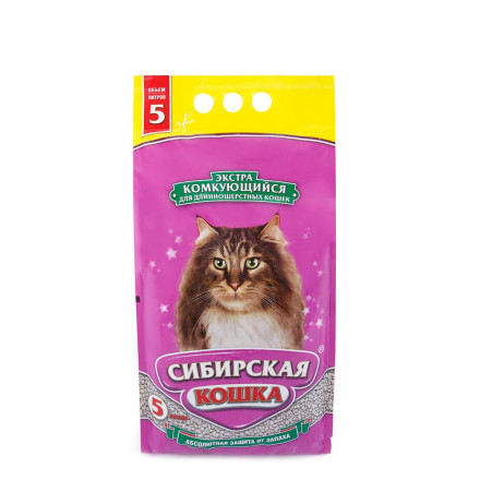 Сибирская Кошка &quot;Экстра&quot; комкующийся наполнитель для длинношерстных кошек - 5 л (5 кг)