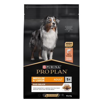 Purina Pro Plan Duo Delice сухой корм для взрослых собак средних и крупных пород, с высоким содержанием лосося - 10 кг
