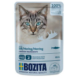 Bozita Pouch Herring влажный корм для взрослых кошек с кусочками в соусе с сельдью - 85 г