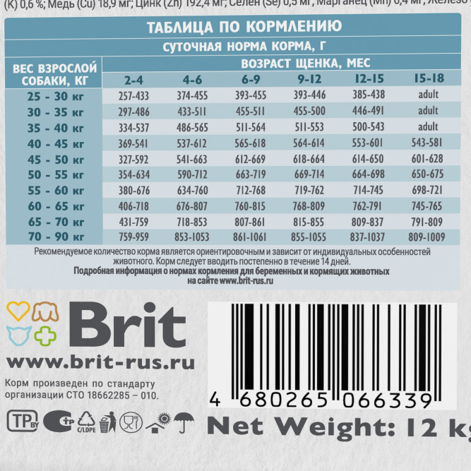 Брит Кеа Dog Puppy&amp;Junior L Healthy Growth сухой корм для щенков крупных пород, с индейкой и ягненком - 12 кг