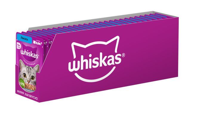 Whiskas влажный корм для взрослых кошек, желе с лососем, в паучах - 75 г х 28 шт