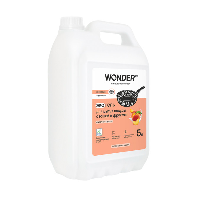 WONDER LAB экогель для мытья посуды, сливочные фрукты - 5 л