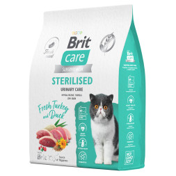 Brit Care Cat Sterilised Urinary Care сухой корм для стерилизованных кошек для профилактики МКБ, с индейкой и уткой - 7 кг