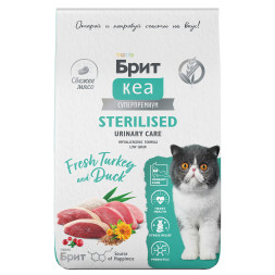 Брит Кеа Cat Sterilised Urinary Care сухой корм для стерилизованных кошек для профилактики МКБ, с индейкой и уткой - 7 кг