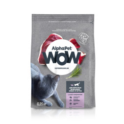 AlphaPet WOW Superpremium сухой полнорационный корм для взрослых домашних кошек и котов с уткой и потрошками - 350 г