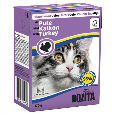 Bozita кусочки в желе с рубленой индейкой для кошек - 370 г