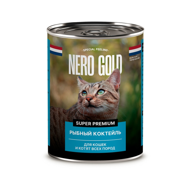 Nero Gold консервы для взрослых кошек и котят с рыбой, кусочки в желе - 415 г х 12 шт