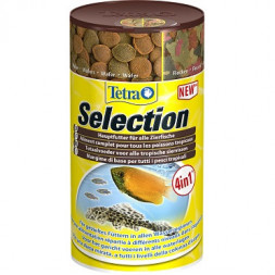 TetraSelection корм для всех видов рыб 4 вида хлопья/чипсы/гранулы 100 мл
