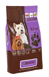 Дилли сухой корм для взрослых собак мелких пород - 3,7 кг