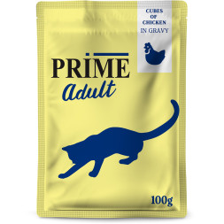 PRIME паучи для взрослых кошек с курицей, кусочки в бульоне - 100 г х 24 шт