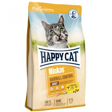 Happy Cat Minkas Hairball Control сухой корм для взрослых кошек для выведения шерсти из желудка с птицей - 10 кг