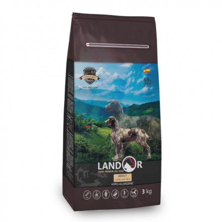 Landor сухой корм для собак всех пород с ягненком и рисом - 1 кг