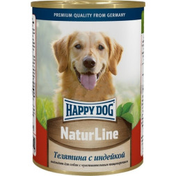 Happy Dog Natur Line влажный корм для взрослых собак с телятиной и индейкой - 410 г х 12 шт